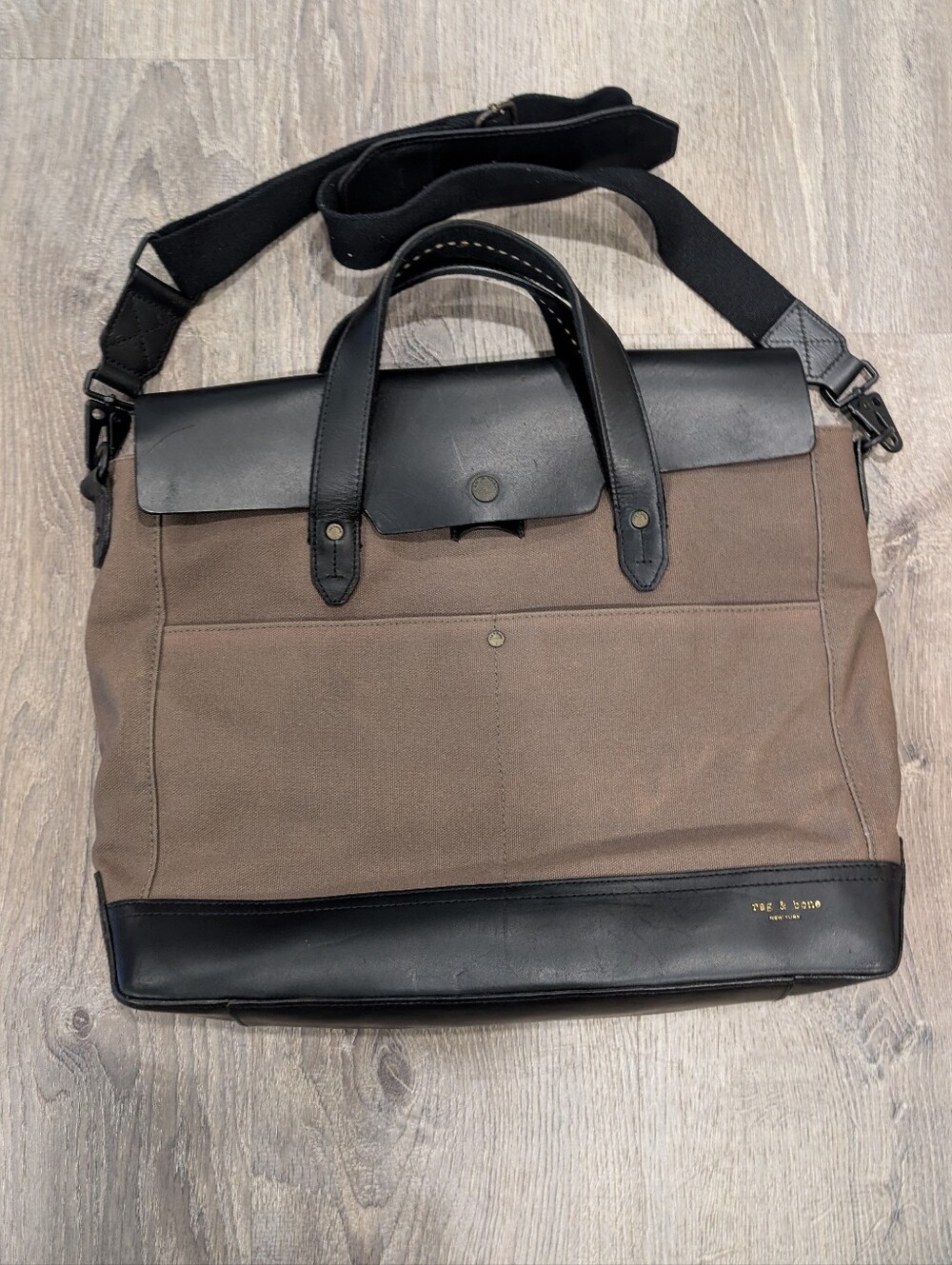 Rag & Bone Rugged Canvas and Leather Briefcase Laptop Messenger Bag